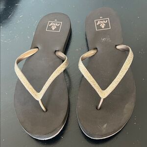 Women's Reef Flip Flop Sandals Gold Sparkle Glitter Size 10